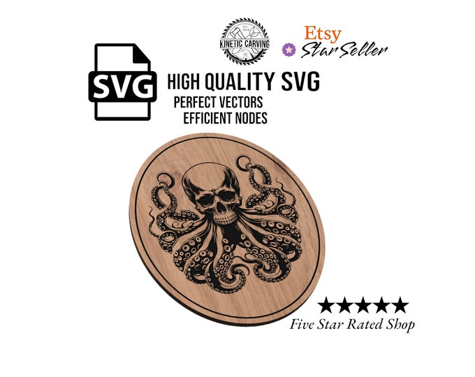 Skull Octopus SVG File for Woodworking, CNC, Printing and Lasering