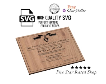 Purple Heart Award Military Plaque SVG File for Woodworking, CNC, Printing and Lasering