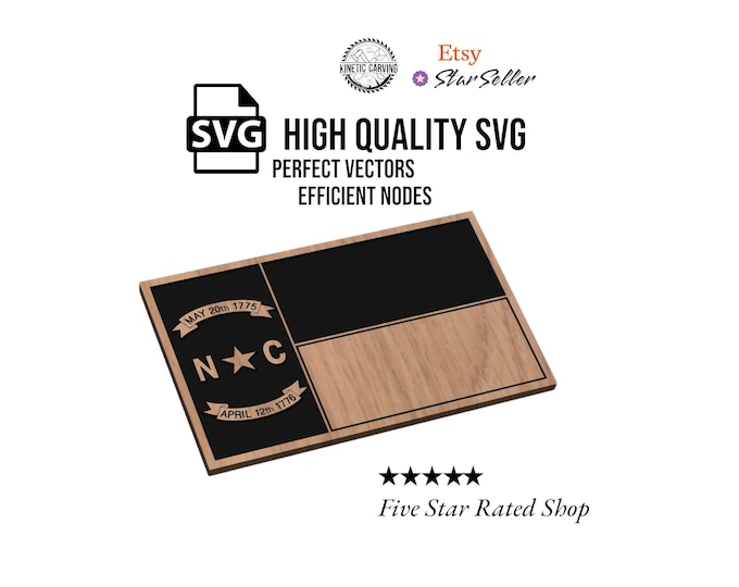 North Carolina State Flag SVG File for Woodworking, CNC, Printing and Lasering