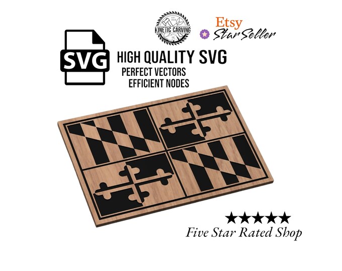 Maryland State Flag SVG File for Woodworking, CNC, Printing and Lasering