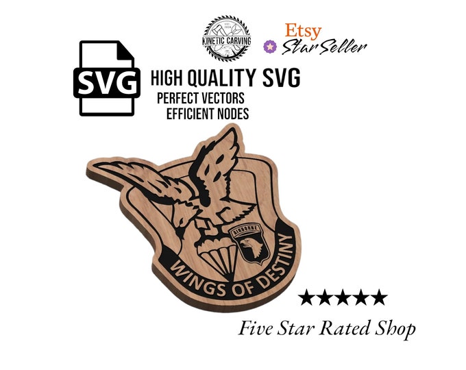 Wings of Destiny Patch Military SVG File for Woodworking, CNC, Printing and Lasering