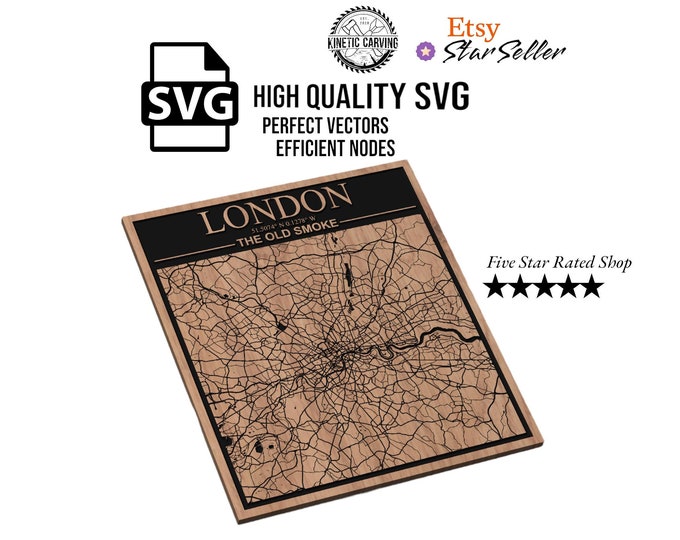 London, England City Map SVG File for Woodworking, CNC, Printing and Lasering