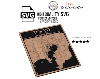 Tokyo, Japan City Map SVG | CNC Laser Cut File, Wood Wall Art, Glowforge Engraving, LightBurn Ready