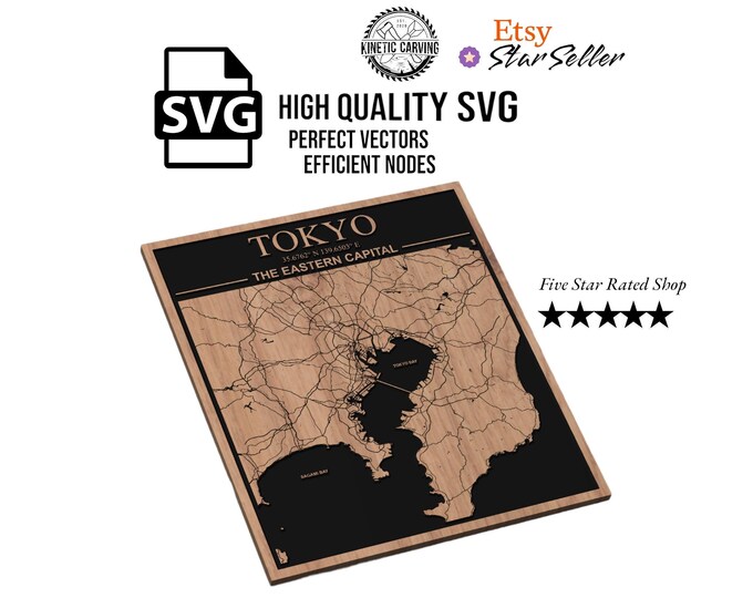Tokyo, Japan City Map SVG File for Woodworking, CNC, Printing and Lasering