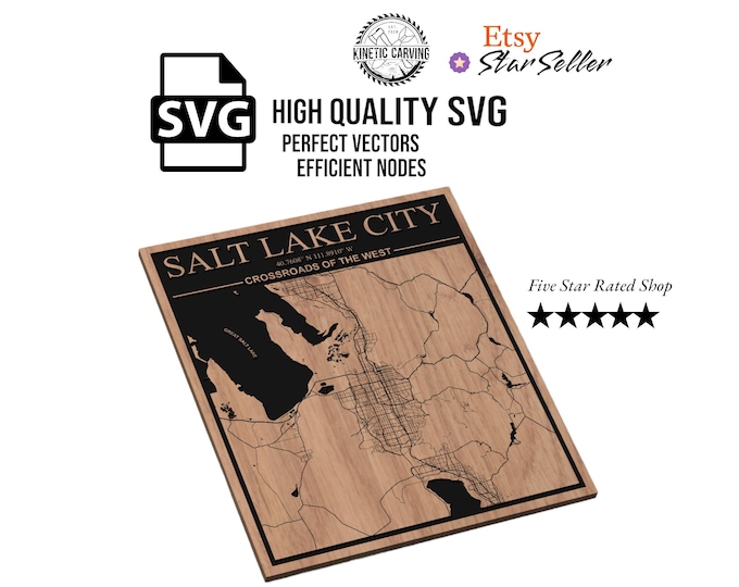 Salt Lake City, Utah City Map SVG File for Woodworking, CNC, Printing and Lasering