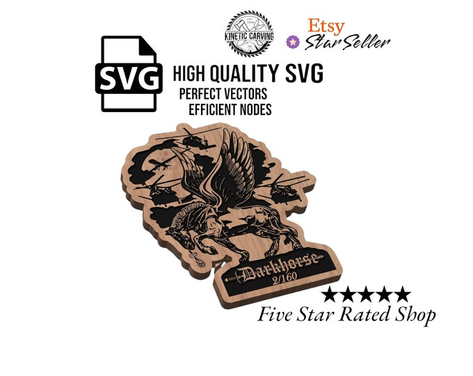 Darkhorse Patch Military SVG File for Woodworking, CNC, Printing and Lasering