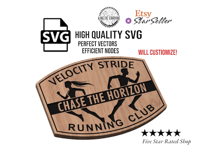 Running Club Design SVG File for Woodworking, CNC, Printing and Lasering