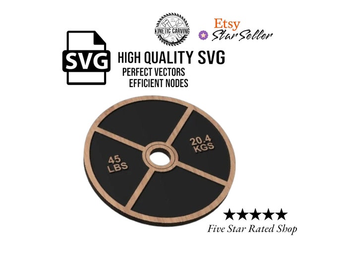 45lbs Weight Plate, Gym, Exercise SVG File for Woodworking, CNC, Printing and Lasering
