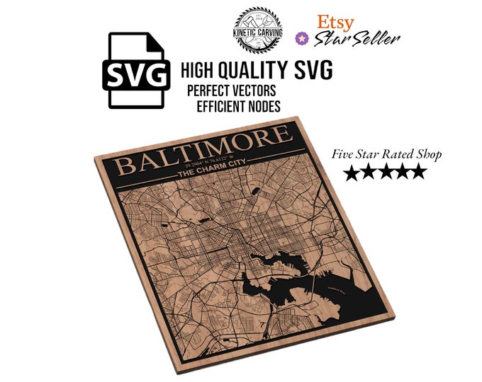 Baltimore, Maryland City Map SVG File for Woodworking, CNC, Printing and Lasering