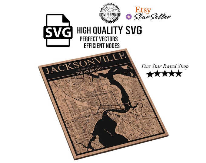 Jacksonville, Florida City Map SVG File for Woodworking, CNC, Printing and Lasering