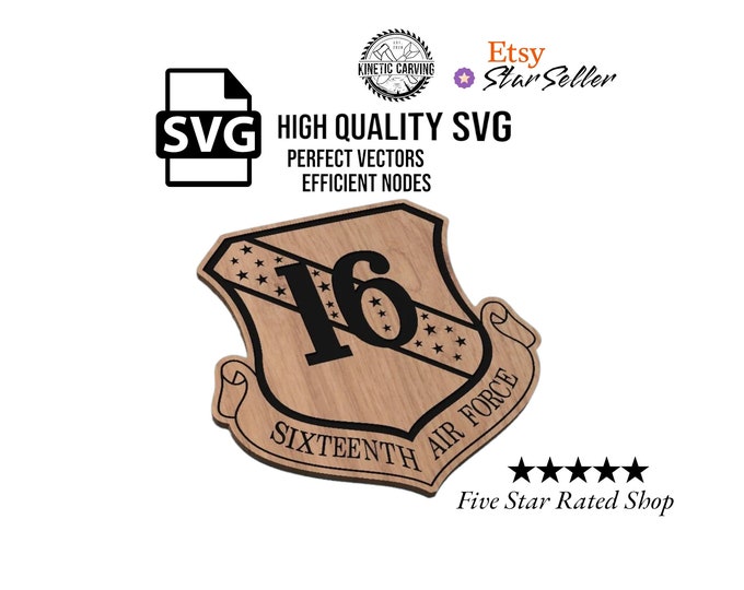 16th Air Force Patch Military SVG File for Woodworking, CNC, Printing and Lasering