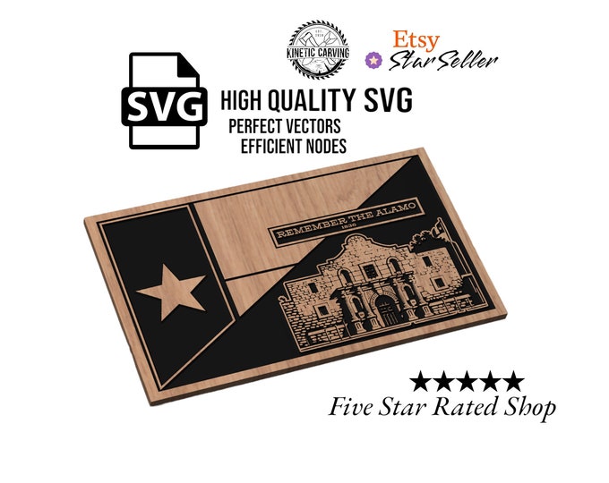 Texas Alamo Flag SVG File for Woodworking, CNC, Printing and Lasering