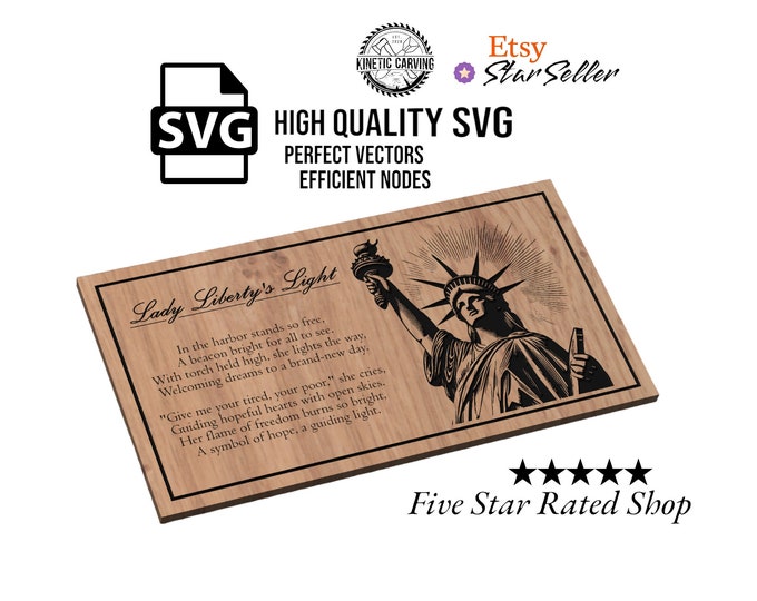 Lady Liberty (Statue of Liberty) SVG File for Woodworking, CNC, Printing and Lasering