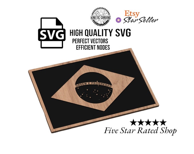 Brazil Flag SVG File for Woodworking, CNC, Printing and Lasering