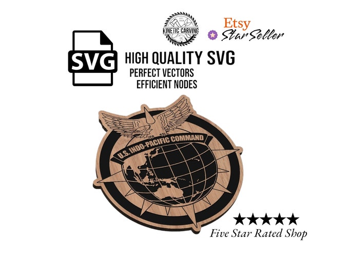 USINDOPACOM (United States Indo-Pacific Command) Military SVG File for Woodworking, CNC, Printing and Lasering