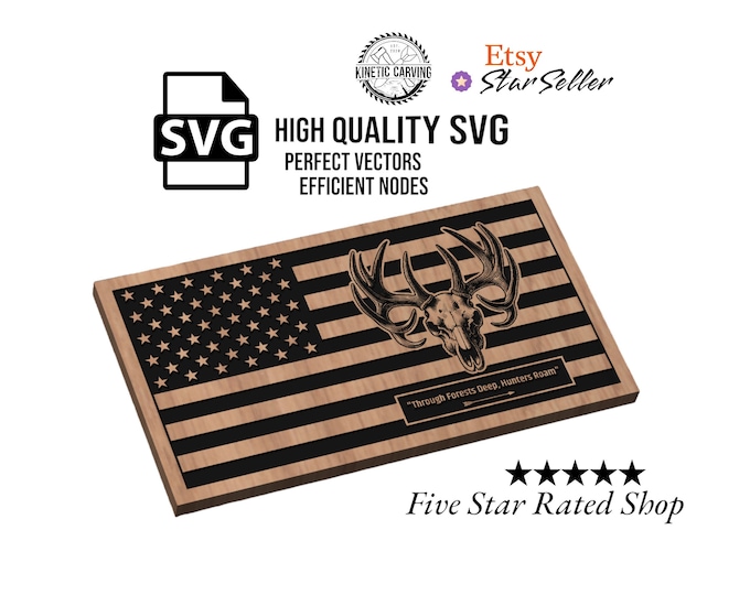 Elk Hunting Flag SVG File for Woodworking, CNC, Printing and Lasering