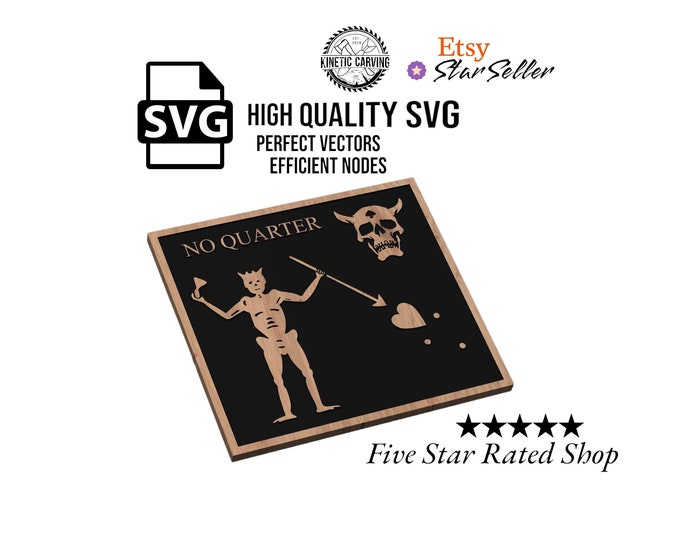 Blackbeard Pirate No Quarter Patch Logo Military SVG File for Woodworking, CNC, Printing and Lasering