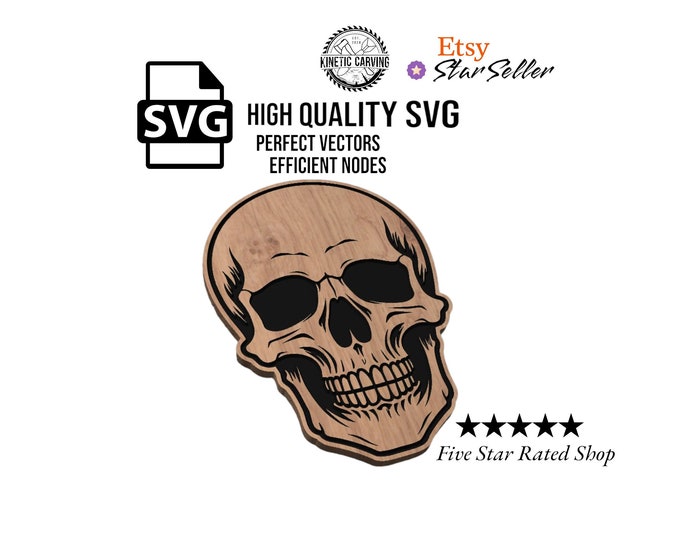 Front Facing Skull SVG File for Woodworking, CNC, Printing and Lasering