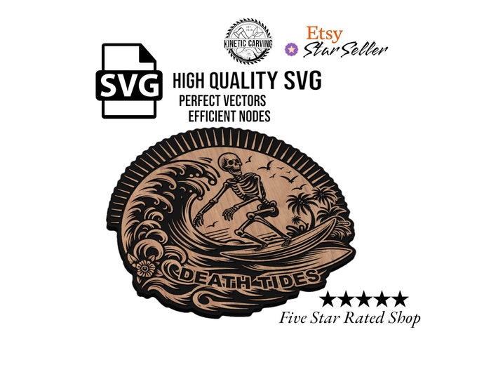 Death Tides Skull SVG File for Woodworking, CNC, Printing and Lasering