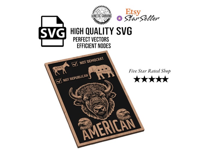 Apolitical American SVG File for Woodworking, CNC, Printing and Lasering