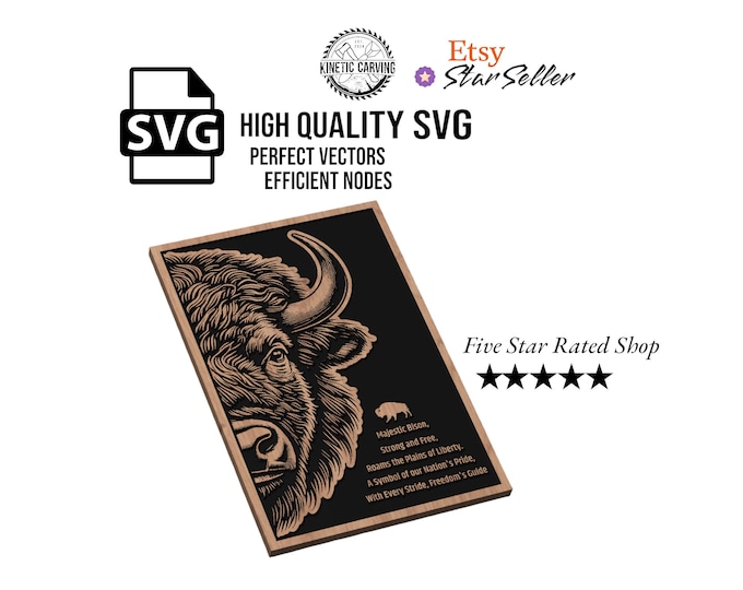 American Bison Patriotic SVG File for Woodworking, CNC, Printing and Lasering