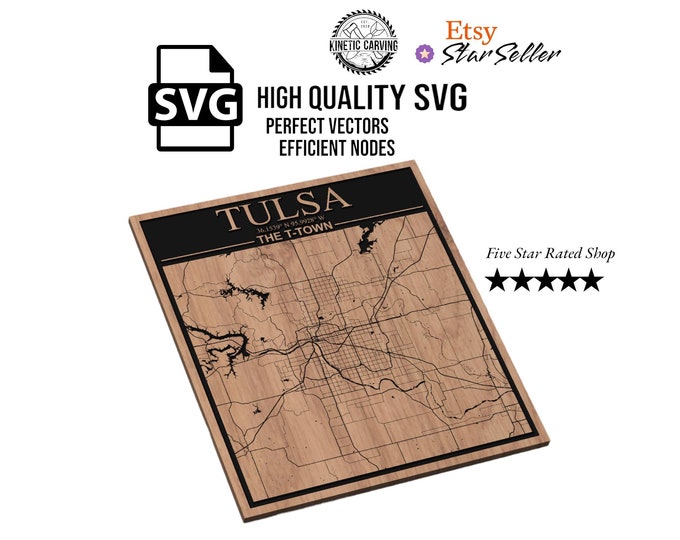 Tulsa, Oklahoma City Map SVG File for Woodworking, CNC, Printing and Lasering