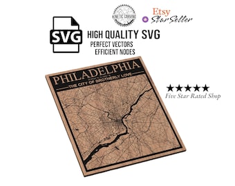 Philadelphia, Pennsylvania City Map SVG File for Woodworking, CNC, Printing and Lasering