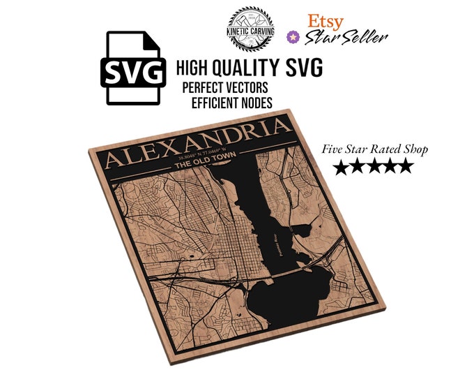 Alexandria, Virginia City Map SVG File for Woodworking, CNC, Printing and Lasering