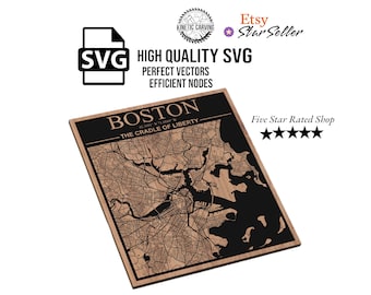 Boston, Massachusetts City Map SVG File for Woodworking, CNC, Printing and Lasering