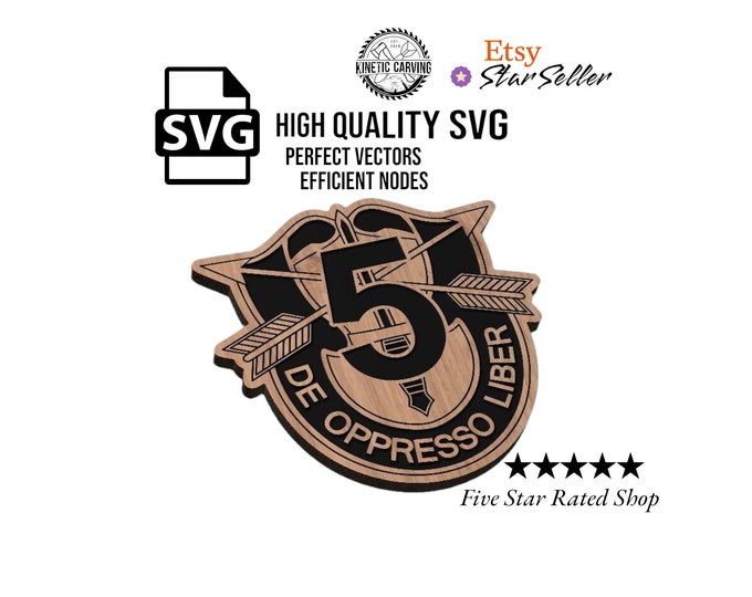 5th Special Forces Group (SFG) Airborne Crest, Patch, Logo Military SVG File for Woodworking, CNC, Printing and Lasering