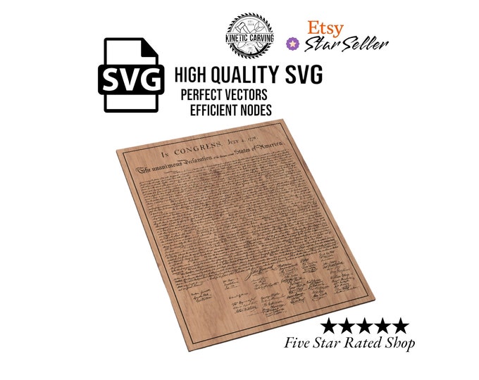 U.S. Declaration of Indepedence SVG File for Woodworking, CNC, Printing and Lasering