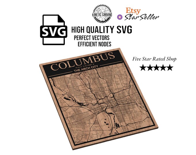 Columbus, Ohio City Map SVG File for Woodworking, CNC, Printing and Lasering