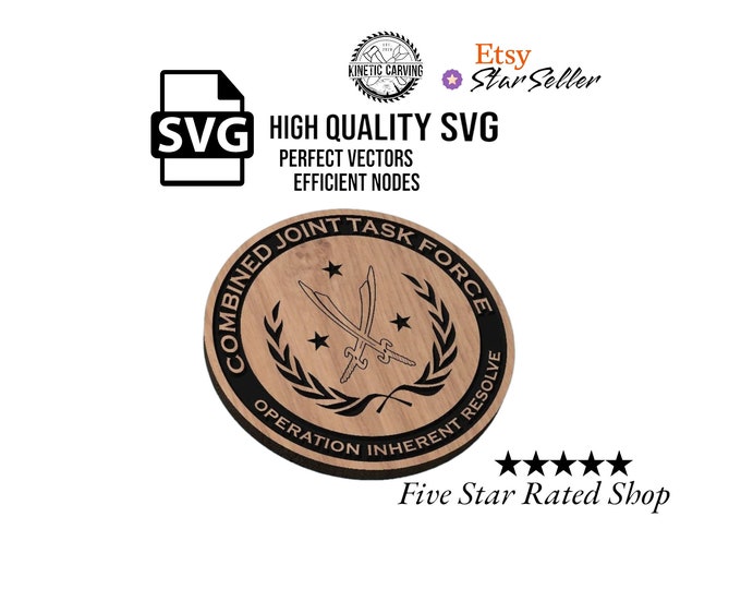 Operation Inherent Resolve (OIR) Patch Military SVG File for Woodworking, CNC, Printing and Lasering
