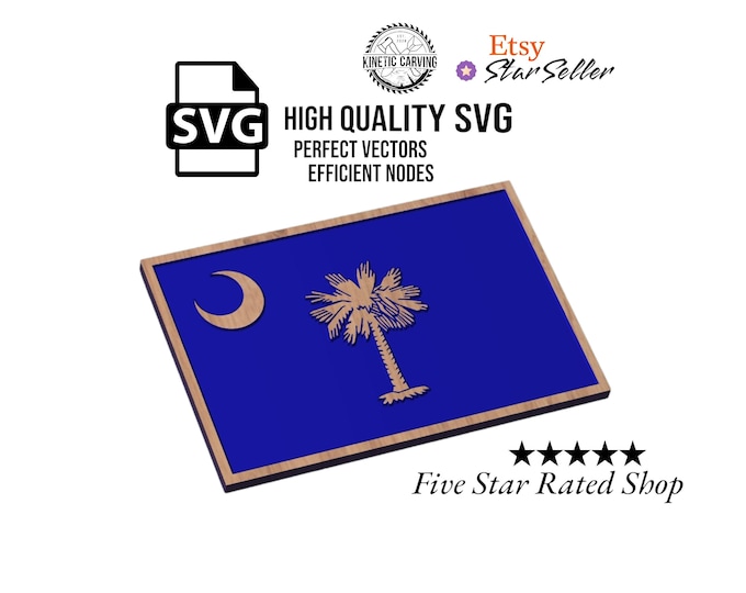 South Carolina State Flag SVG File for Woodworking, CNC, Printing and Lasering