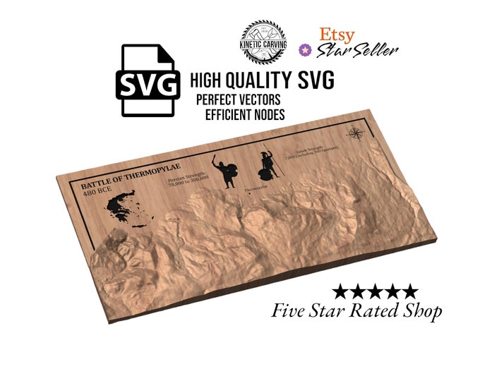 Battle of Thermopylae Terrain Battle Plaque SVG/STL for CNC Woodworking and Lasering