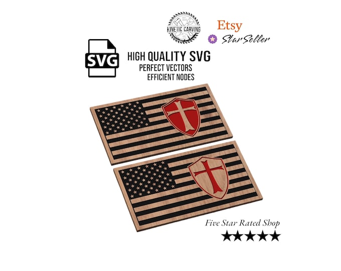 Templar Shield Flag SVG File for Woodworking, CNC, Printing and Lasering