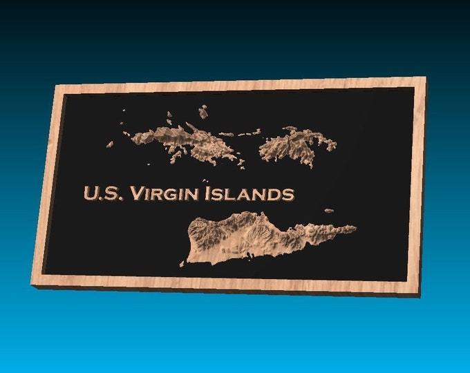 US Virgin Islands Terrain STL File – 3D Topographic Map for CNC, 3D Printing, or 3D Lasering