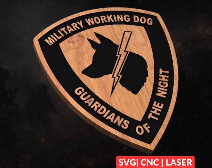 Military Working Dog SVG | CNC Laser Cut File, Wood Wall Art, Glowforge Engraving, LightBurn Ready