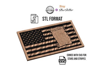 Constitution Wavy Flag STL & SVG File for CNC Woodworking (Digital Download)