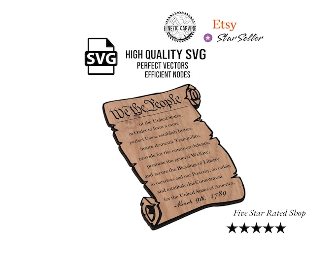 United States Constitution "We The People" Scroll SVG File for CNC Woodworking