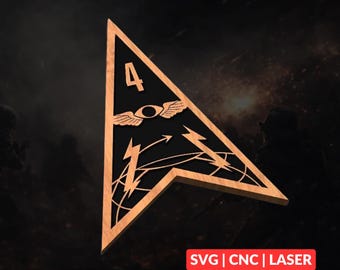 Space Force Delta 4 Command Patch SVG | CNC Laser Cut File, Wood Wall Art, Glowforge Engraving, LightBurn Ready