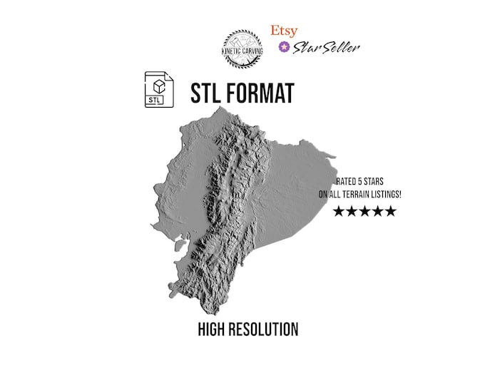 Ecuador Terrain STL File – 3D Topographic Map for CNC, 3D Printing, or 3D Lasering