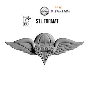 Airborne Rigger Badge STL | 3D CNC Carving File, Wood Relief Art, 3D Printing Ready