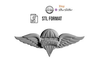 Airborne Rigger Badge STL File: 3D Print, CNC, Laser Cut (Digital Download)