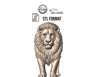 Lion STL File | 3D Model for CNC Carving, Laser Engraving & 3D Printing (Digital Download)
