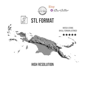 Modèle 3D STL de la Nouvelle-Guinée (chaîne de l'île entière) pour impression 3D, travail du bois CNC