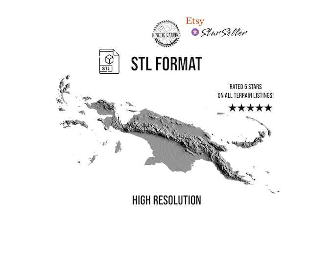 New Guinea Terrain File – 3D Topographic Map for CNC, 3D Printing, or 3D Lasering