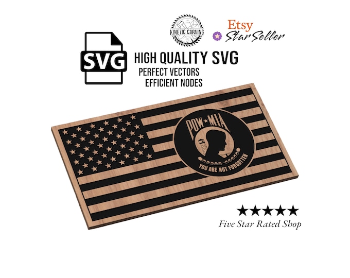 POW - Missing In Action Logo Military Flag SVG File for Woodworking, CNC, Printing and Lasering