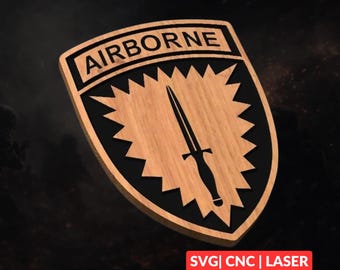 SOCEUR Airborne Patch SVG | CNC Laser Cut File, Wood Wall Art, Glowforge Engraving, LightBurn Ready