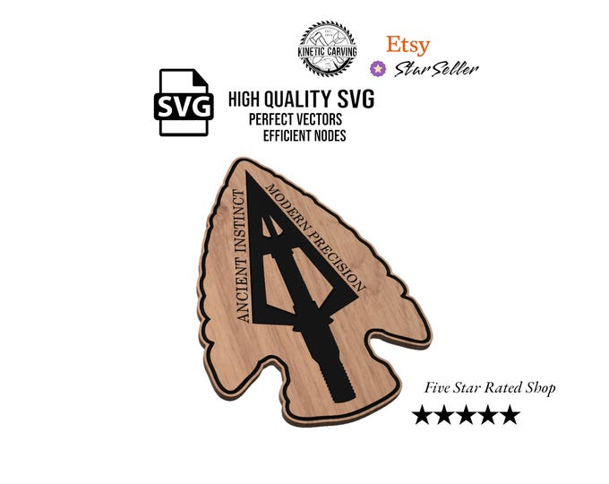 Modern & Primitive Hunting Arrowhead SVG File for Woodworking, CNC, Printing and Lasering